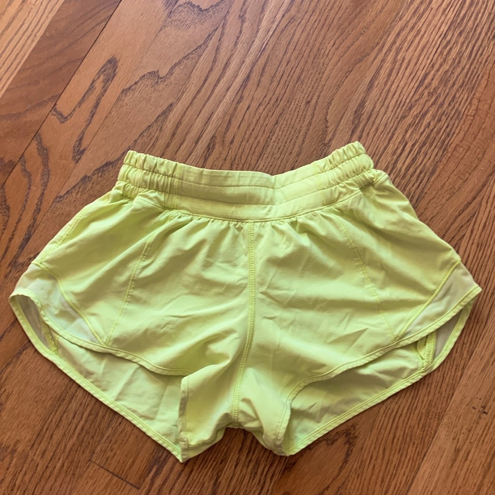 Neon Yellow Lulu Lemon 2.5” Hotty Hot Shorts